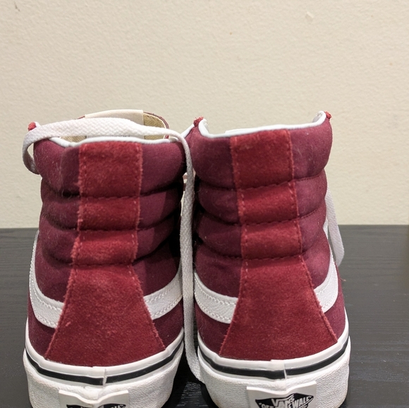 Vans Men's Burgundy and White High-Top Sneakers Size 7.5 men 9.0 Women - Picture 4 of 7
